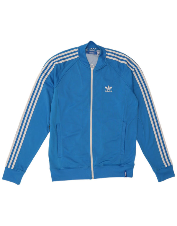 Adidas Mens Graphic Tracksuit Top Jacket IT 50 Medium Blue Nylon