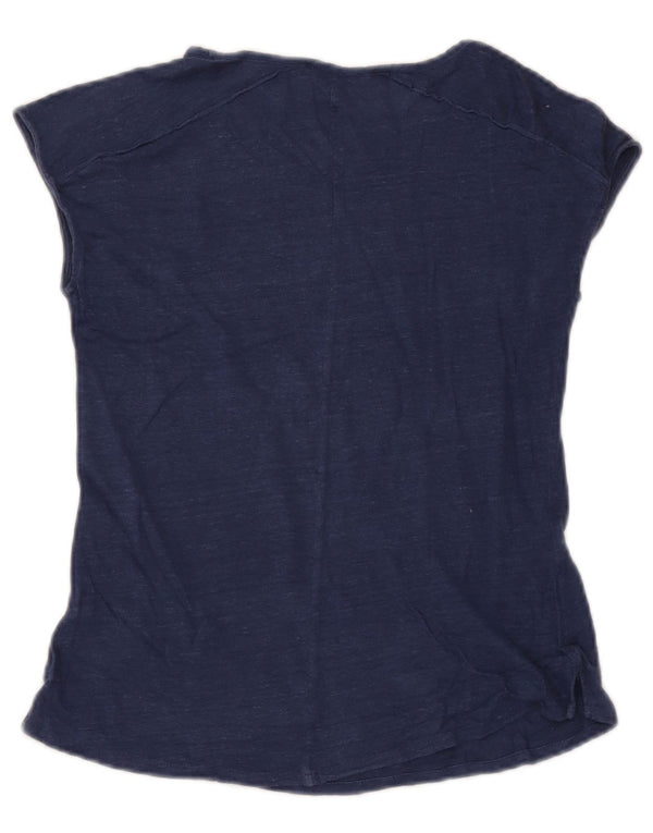 Massimo Dutti T-Shirt Femme UK 6 XS Bleu Marine Moucheté