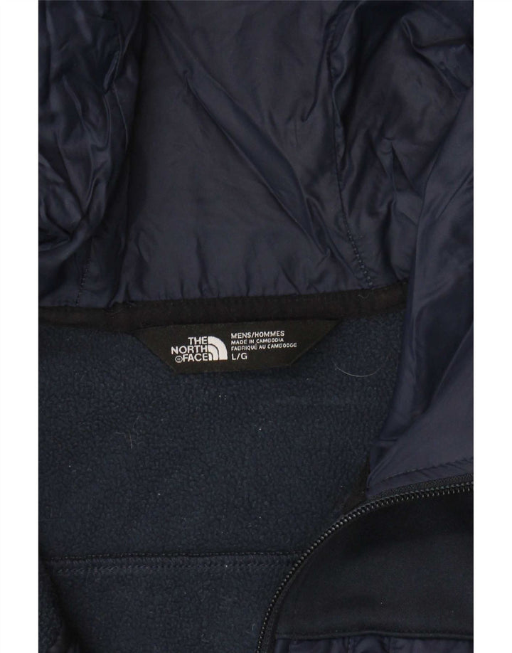 The North Face Mens Zip Hoodie Sweater Large Navy Blue Polyester