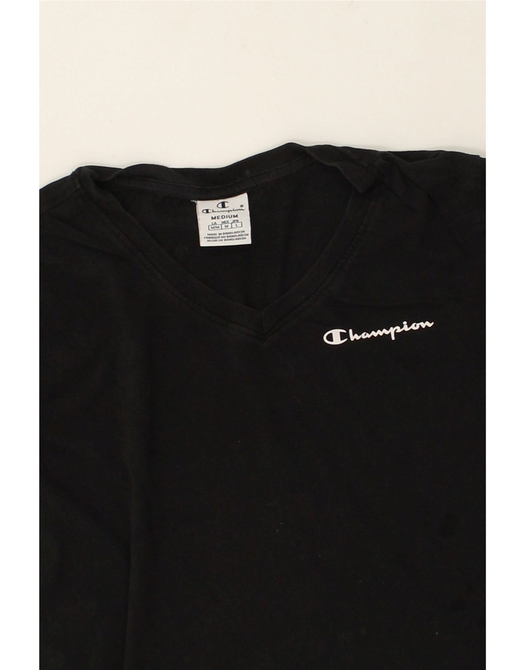 CHAMPION Womens Graphic T-Shirt Top UK 12 Medium Black Cotton | Vintage Champion | Thrift | Second-Hand Champion | Used Clothing | Messina Hembry 