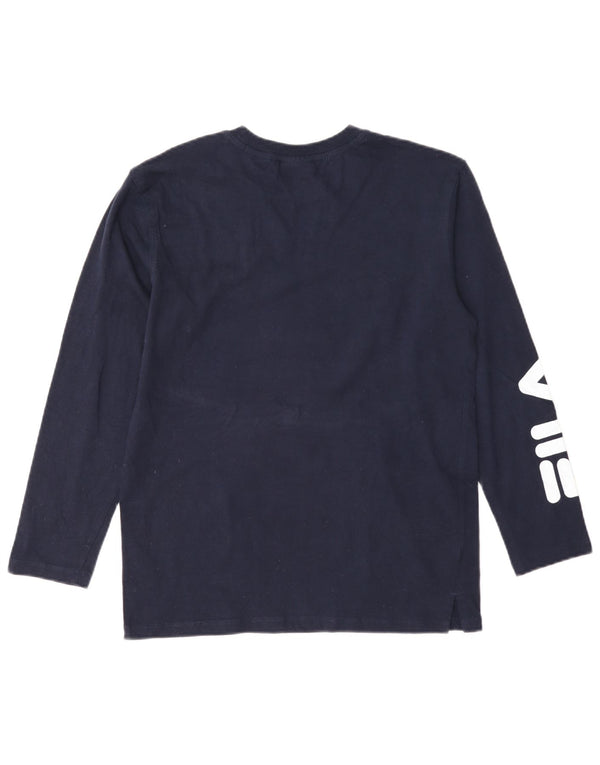 Fila Garçon Graphic Top Manches Longues 13-14 ans Bleu Marine Coton