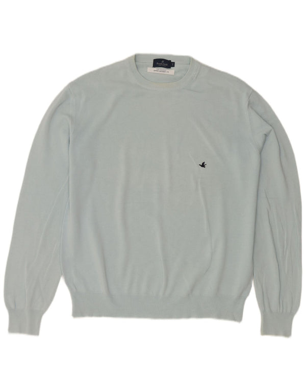 Brooksfield Mens Crew Neck Jumper Sweater IT 48 Medium Blue
