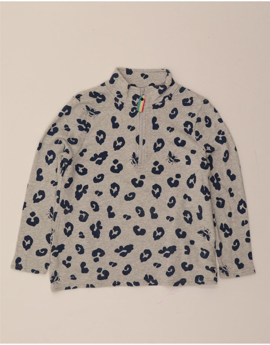 JOULES Womens Abstract Pattern Zip Neck Sweatshirt Jumper UK 10 Small Grey Vintage Joules and Second-Hand Joules from Messina Hembry 