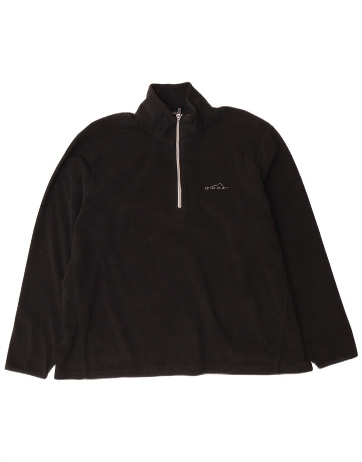 Eddie Bauer Pull polaire à col zippé pour homme 2XL Noir Polyester