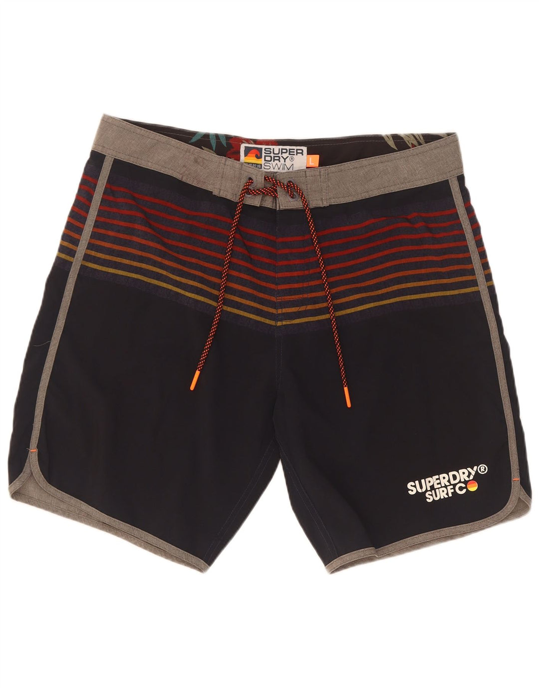 Pantaloncini da bagno da uomo Superdry grandi in poliestere a righe blu navy