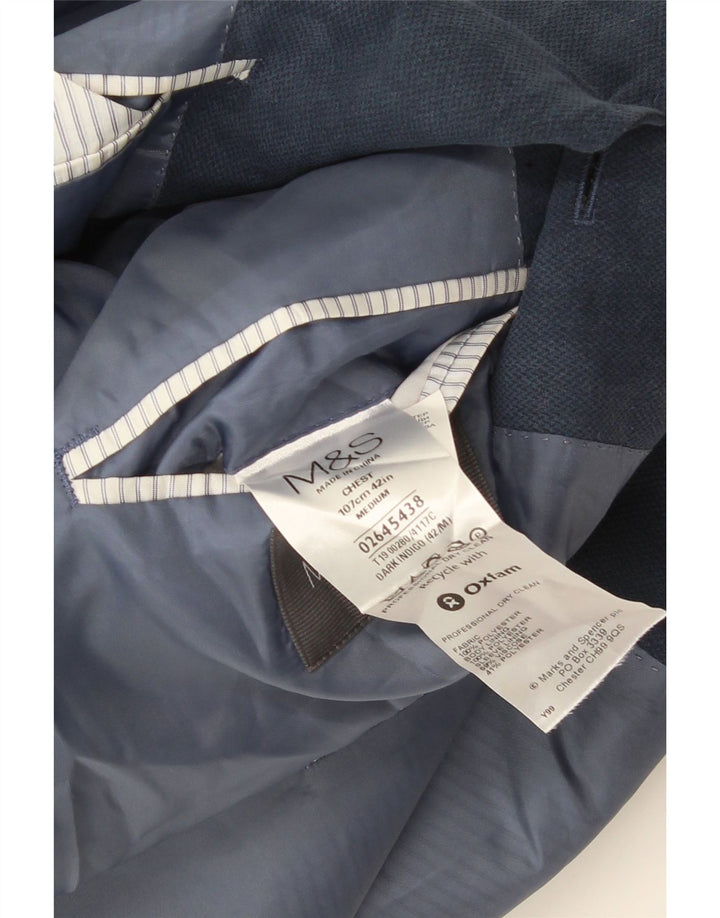 Marks & Spencer Mens 2 Button Blazer Jacket UK 38 Medium Blue Polyester