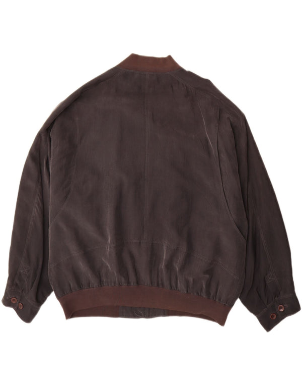 Giubbotto bomber vintage da uomo UK 42 XL in seta marrone