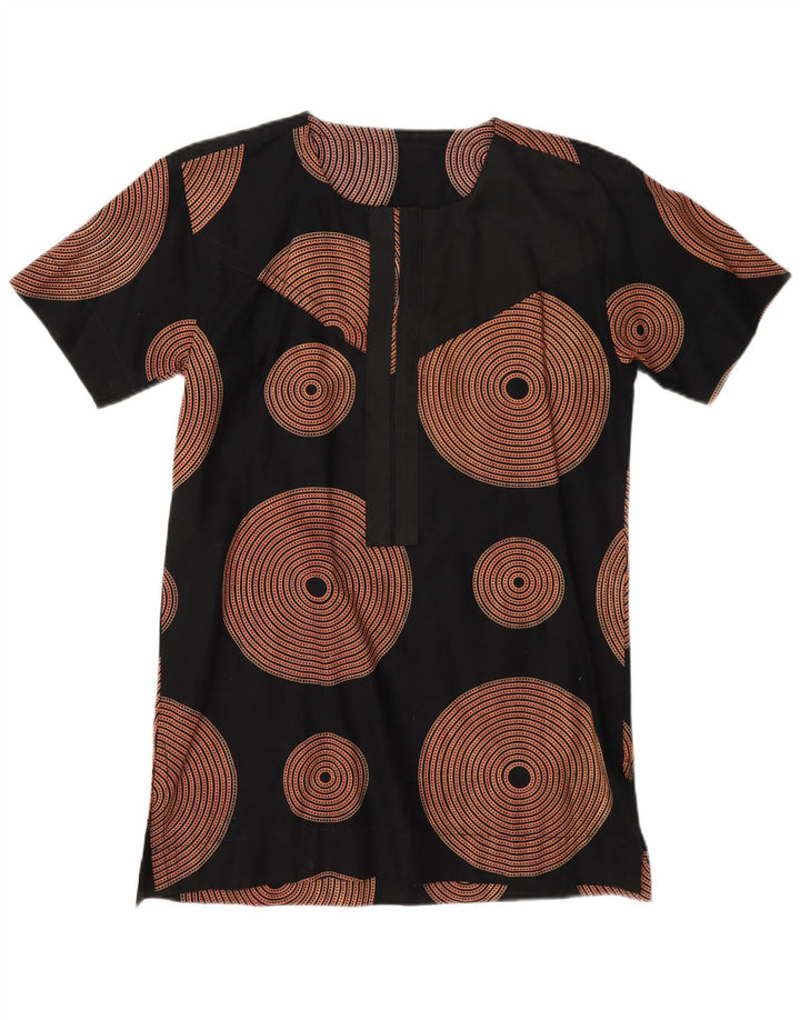 Vintage Womens Tunic Top UK 14 Large Black Geometric