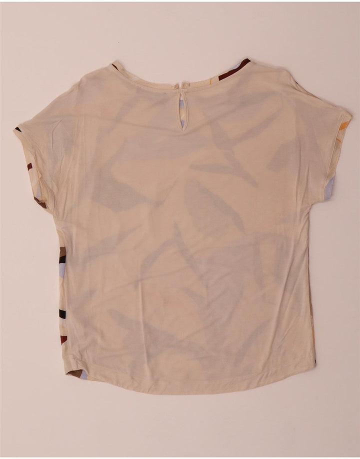 MARKS & SPENCER Womens Oversized T-Shirt Top UK 8 Small Beige Geometric