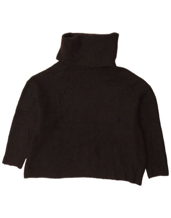 Zara Womens Oversized Roll Neck Jumper Sweater UK 10 Small Black Acrylic