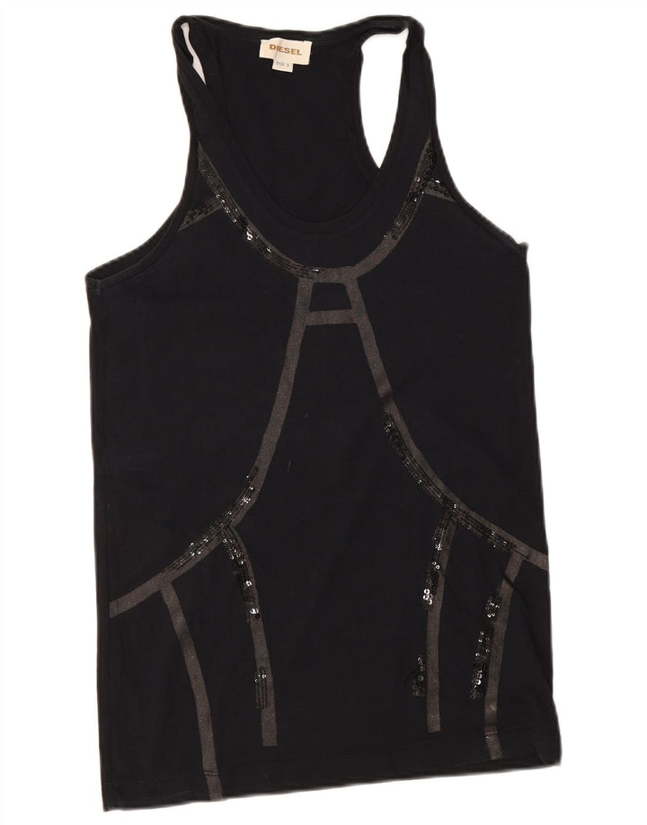 Diesel Womens Vest Top UK 10 Small Black