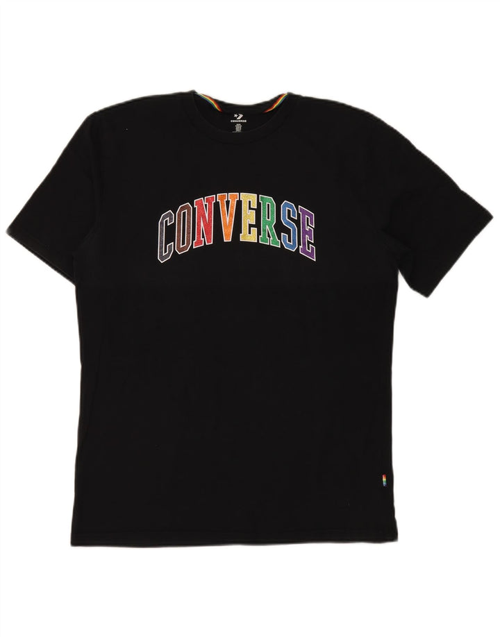 Converse Mens Graphic T-Shirt Top Medium Black Cotton