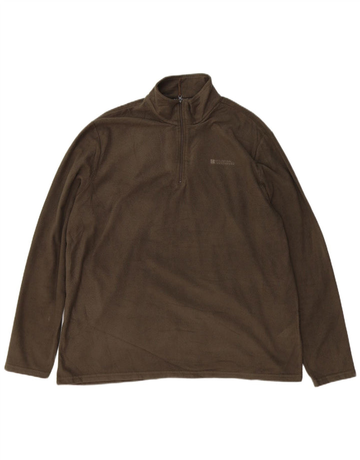 MOUNTAIN WAREHOUSE Mens Zip Neck Fleece Jumper XL Khaki Polyester