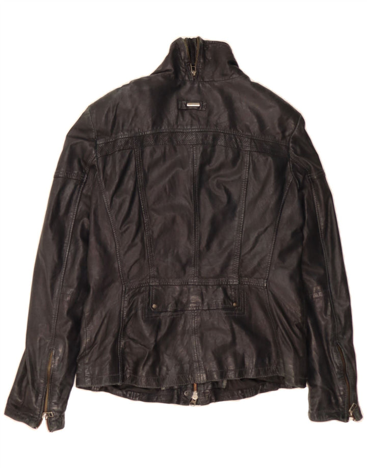MILESTONE Womens Leather Jacket IT 48 XL Black Leather Vintage Milestone and Second-Hand Milestone from Messina Hembry 