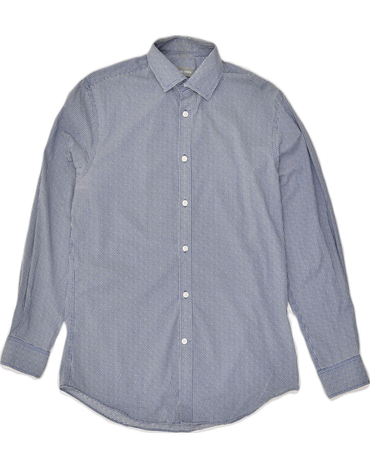 MICHAEL KORS Mens Stretch Slim Fit Shirt Size 15  Medium Blue Geometric | Vintage Michael Kors | Thrift | Second-Hand Michael Kors | Used Clothing | Messina Hembry 