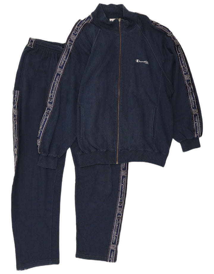 Champion Mens Graphic Full Tracksuit Large Navy Blue Cotton