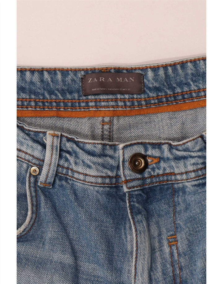 Pantaloncini di jeans invecchiati Zara da uomo EU 42 Large W32 Blu