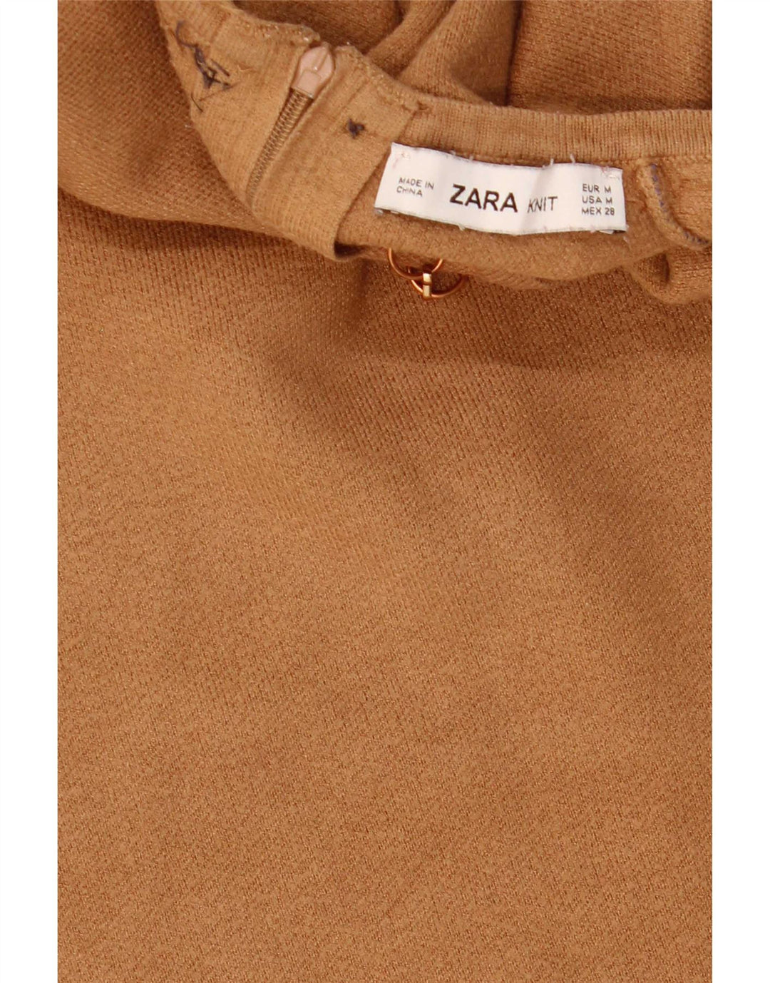 Zara Womens Short Sleeve Crop Top UK 12 Medium Brown