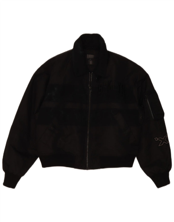 Superdry Womens Crop Oversized Bomber Jacket UK 10 Small  Black