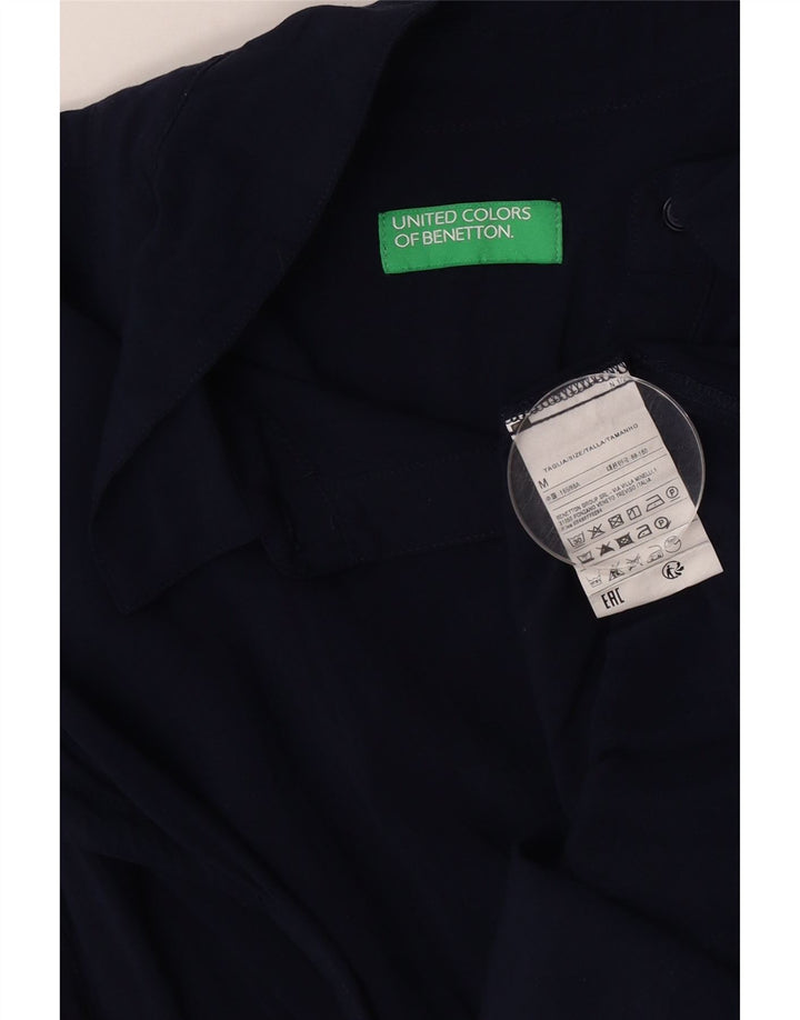 BENETTON Womens Short Sleeve Oversized Shirt UK 14 Medium Navy Blue