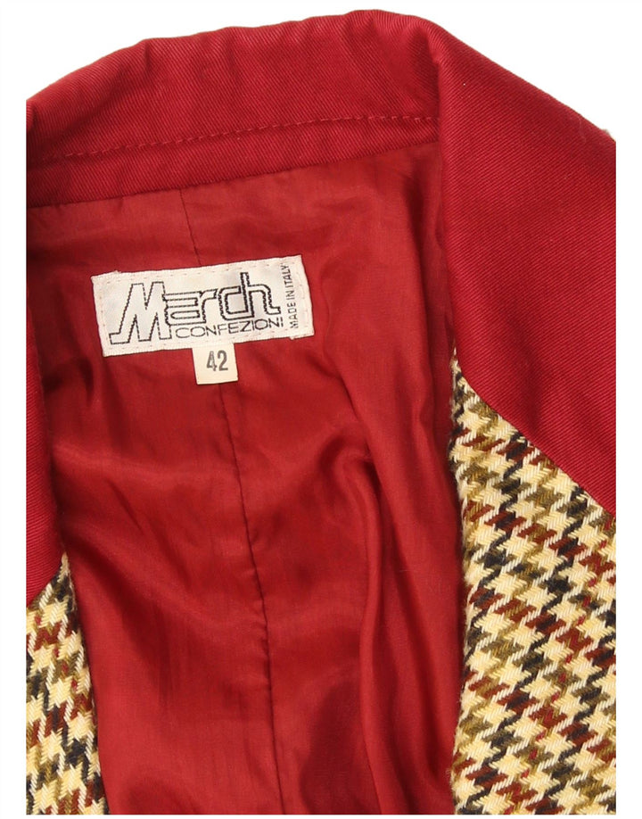 Vintage damska marynarka zapinana na 2 guziki IT 42 Średni Beżowy Houndstooth