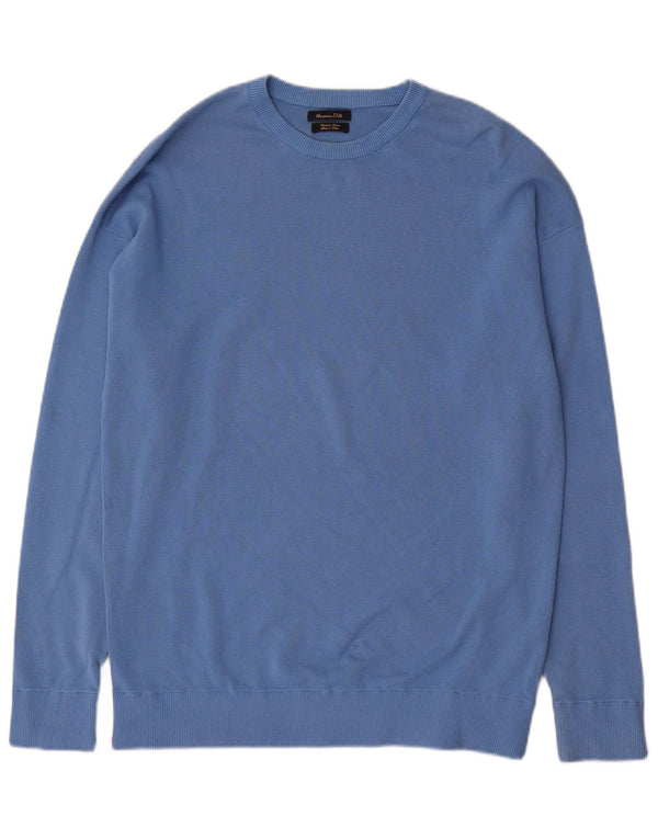 Massimo Dutti Herre Crew Neck Jumper Sweater Medium Blue Bomuld