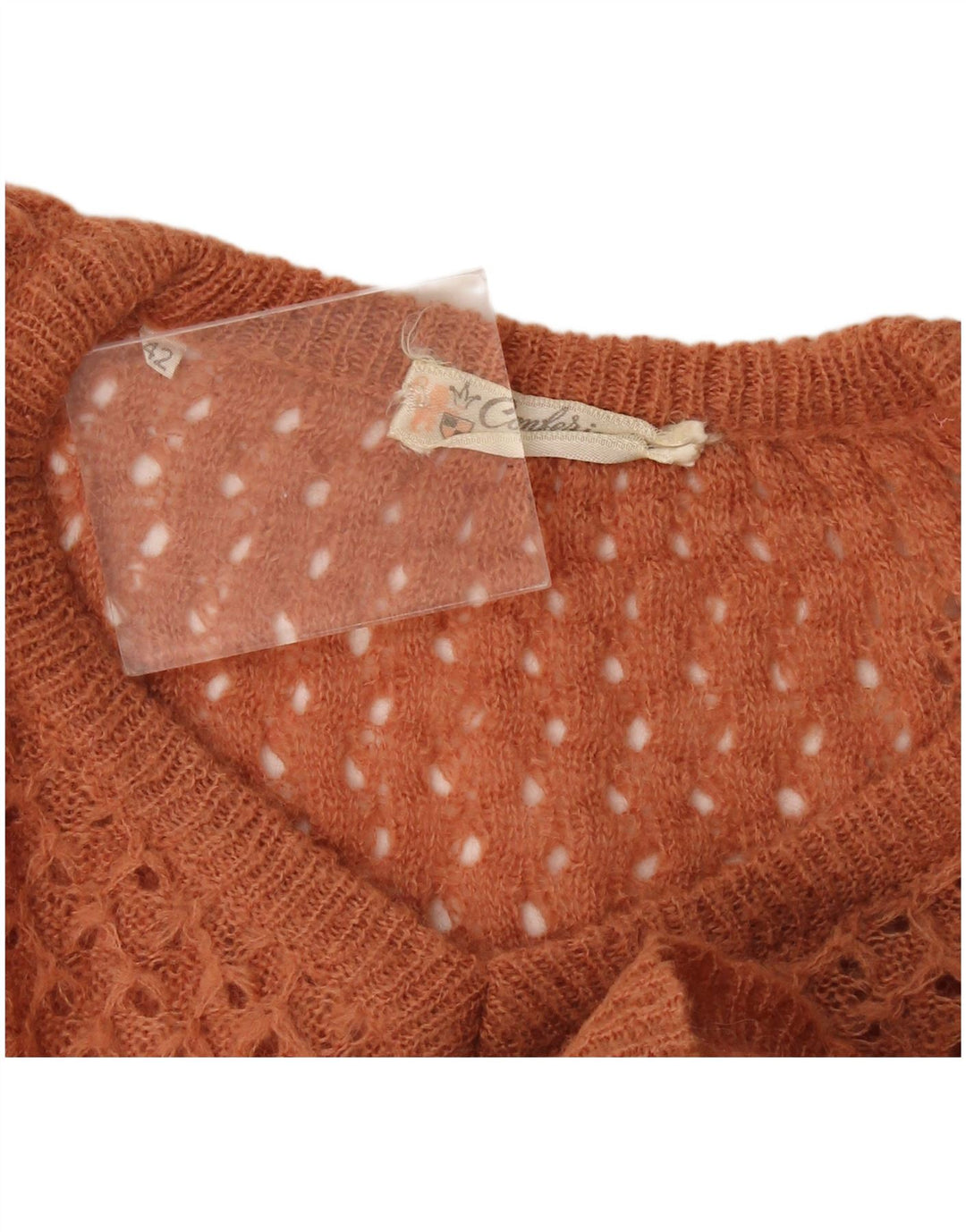 Vintage Dame V-hals sweater IT 42 Medium Brun