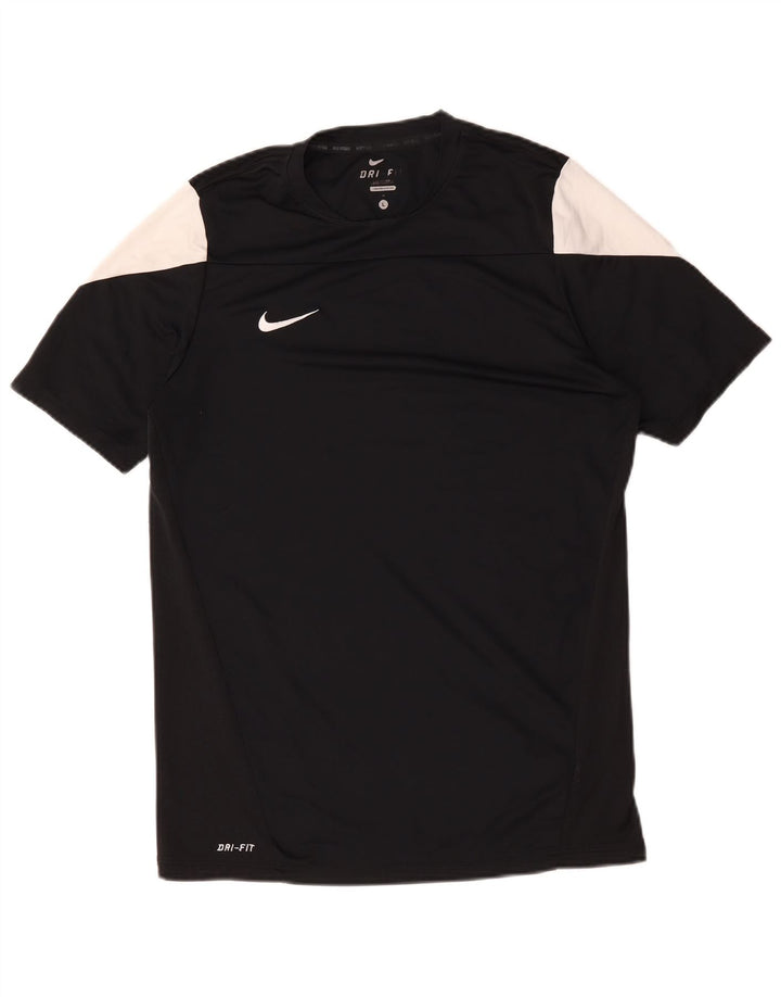 Nike Mens Dri Fit T-Shirt Top Large Black Colourblock Polyester