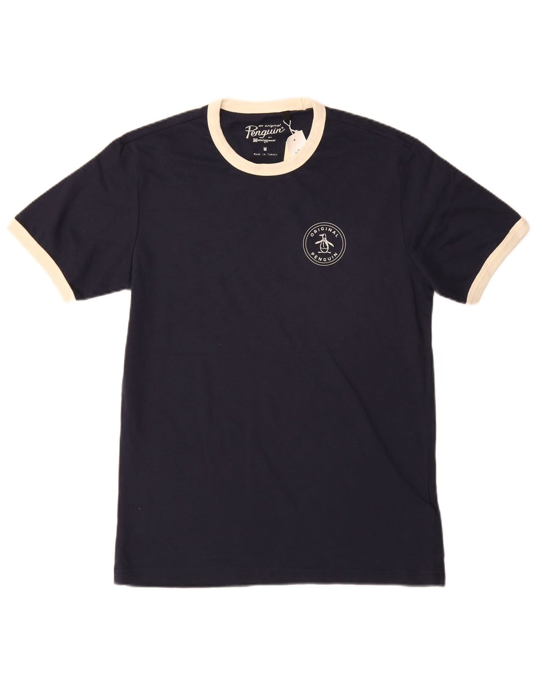 Pinguin-Herren-T-Shirt-Oberteil aus Baumwolle in mittlerem Marineblau