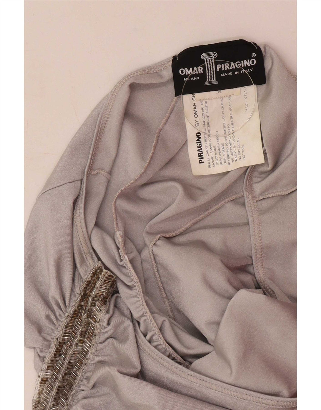 Vintage Womens One Shoulder Dress UK 12 Medium Silver Polyamide