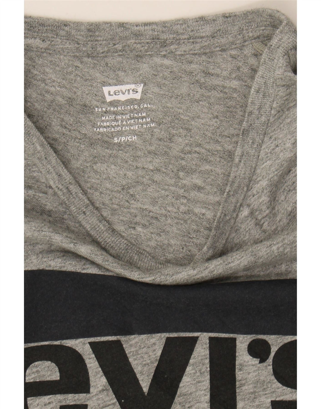 LEVI'S Womens Graphic T-Shirt Top UK 10 Small Grey Vintage Levi's and Second-Hand Levi's from Messina Hembry 