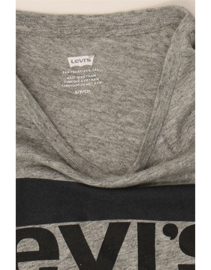 LEVI'S Womens Graphic T-Shirt Top UK 10 Small Grey Vintage Levi's and Second-Hand Levi's from Messina Hembry 