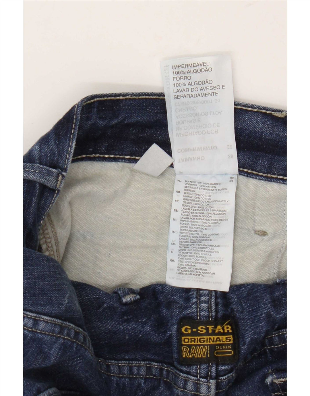G-Star Mens Straight Jeans W36 L32 Blue Patchwork Cotton
