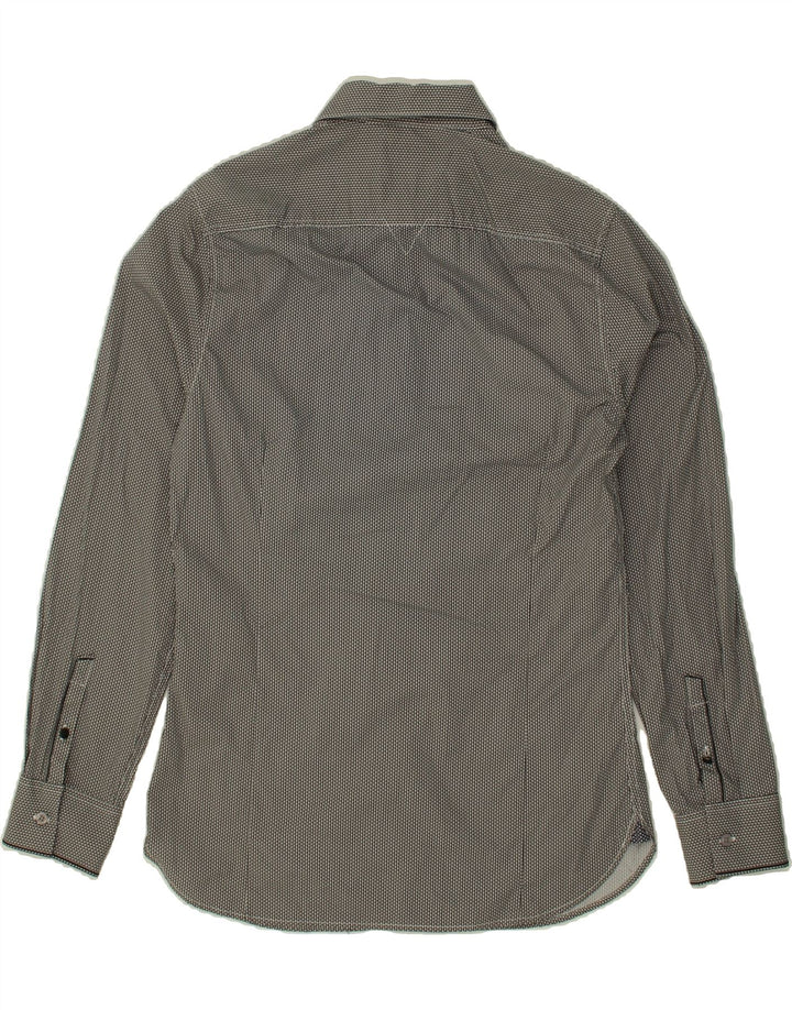 GUESS Mens Slim Fit Shirt Large Grey Spotted Cotton Vintage Guess and Second-Hand Guess from Messina Hembry 