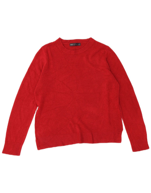 Marks & Spencer Dame Boat Neck Jumper Sweater UK 14 Medium Rød Akryl