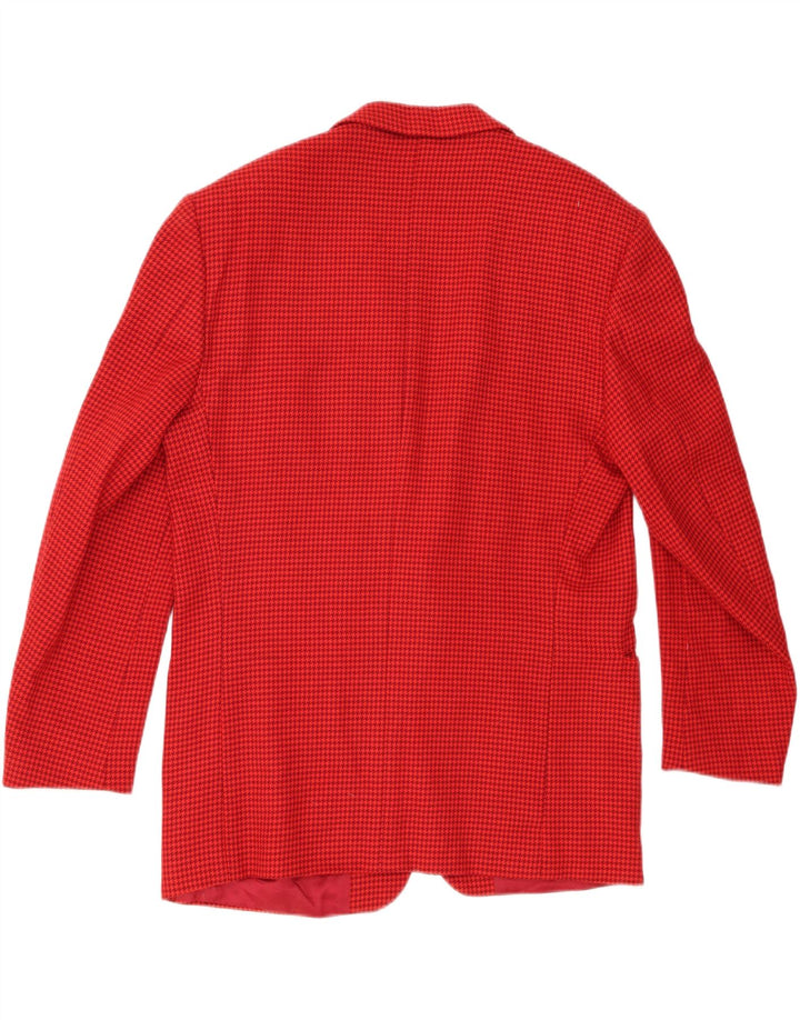 Vintage Mens 2 Button Blazer Jacket IT 52 XL Red Houndstooth Wool