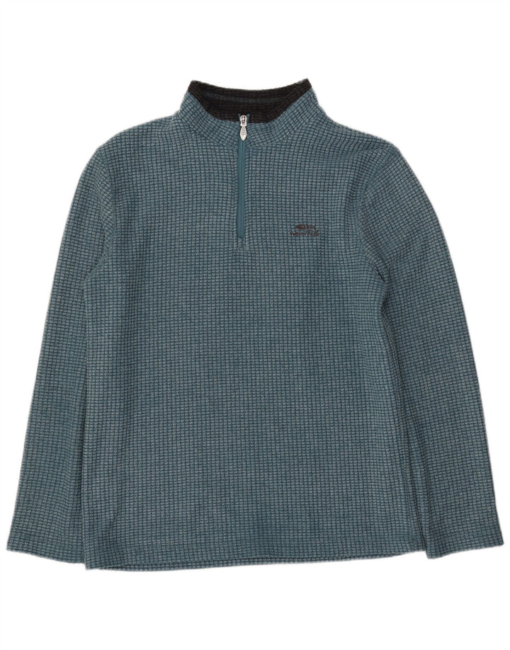 WEIRD FISH Mens Zip Neck Sweatshirt Jumper Medium Blue Polyester