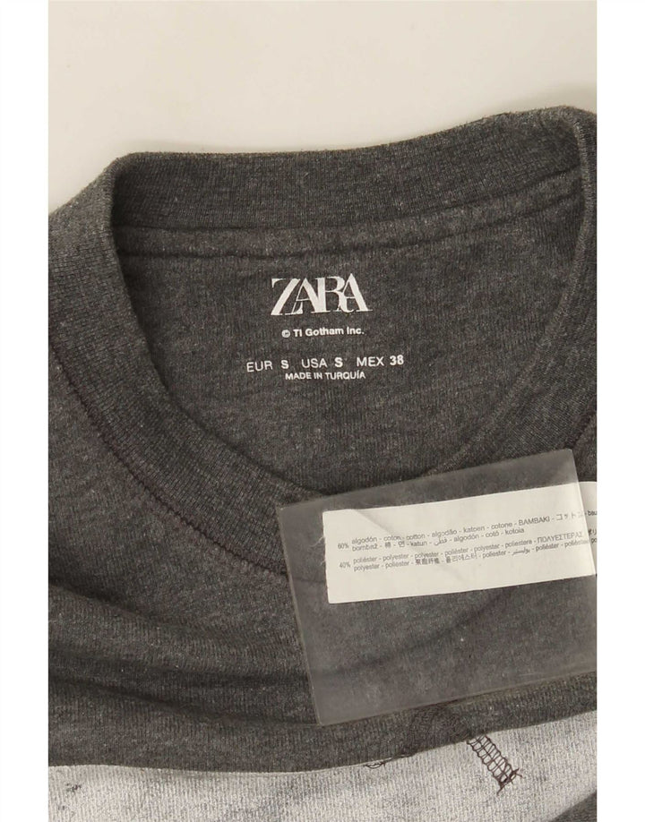 Zara Hombre Sudadera Gráfica Jumper Small Gris Algodón