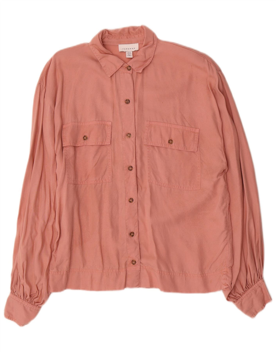 Topshop Womens Oversized Shirt UK 10 Small Pink Lyocell