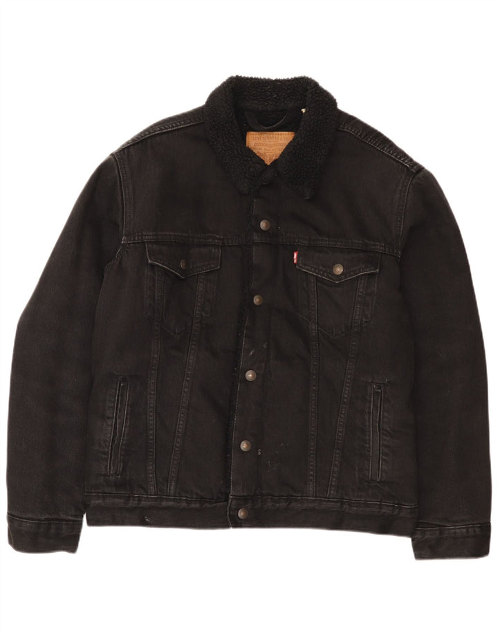 Levi's Mens Denim Sherpa Jacket UK 38 Medium Black Cotton