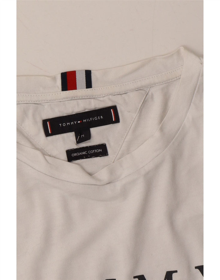 TOMMY HILFIGER Mens Graphic Top Long Sleeve Medium White Cotton Vintage Tommy Hilfiger and Second-Hand Tommy Hilfiger from Messina Hembry 