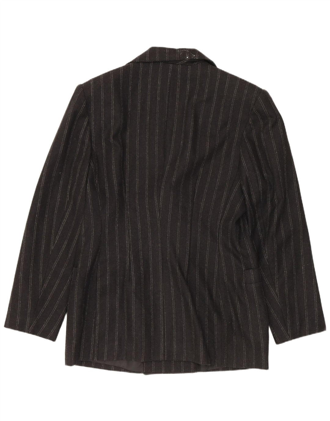Vintage Womens Double Breasted Blazer Jacket IT 48 XL Black Striped Wool