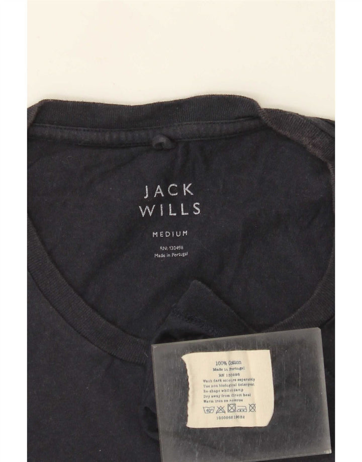 Jack Wills Herren-T-Shirt-Oberteil aus mittelblauer Baumwolle in Marineblau