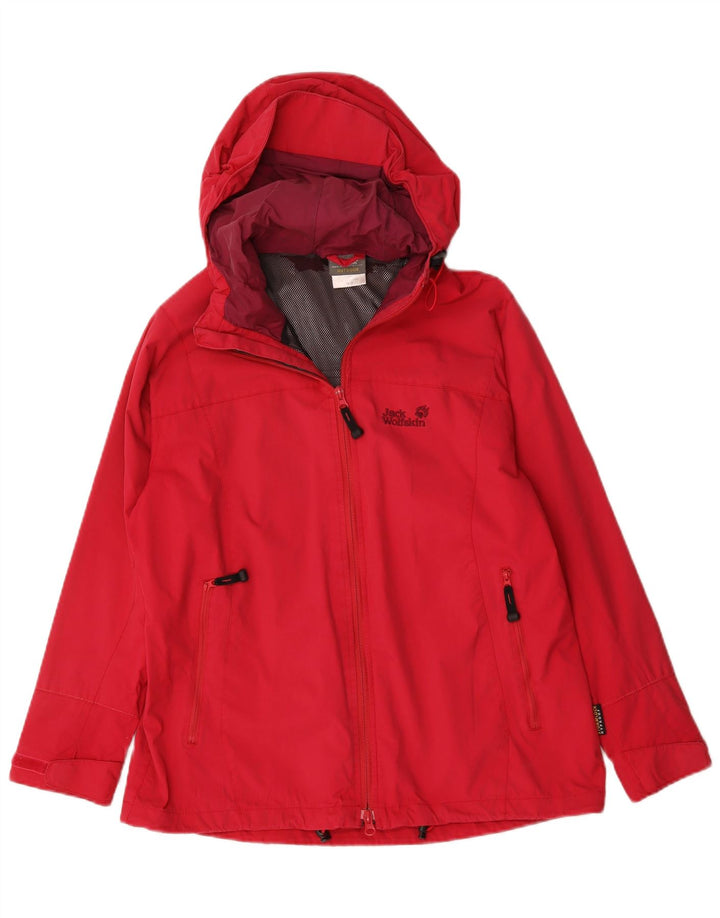 Giacca antipioggia con cappuccio da donna Jack Wolfskin UK 16 Large Rosso Poliammide