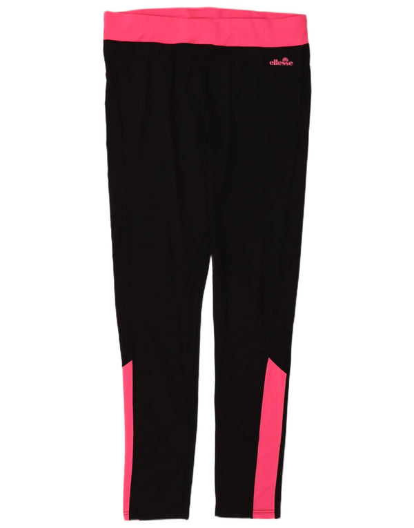 Ellesse Womens Leggings UK 16 Large Black Colourblock Polyester
