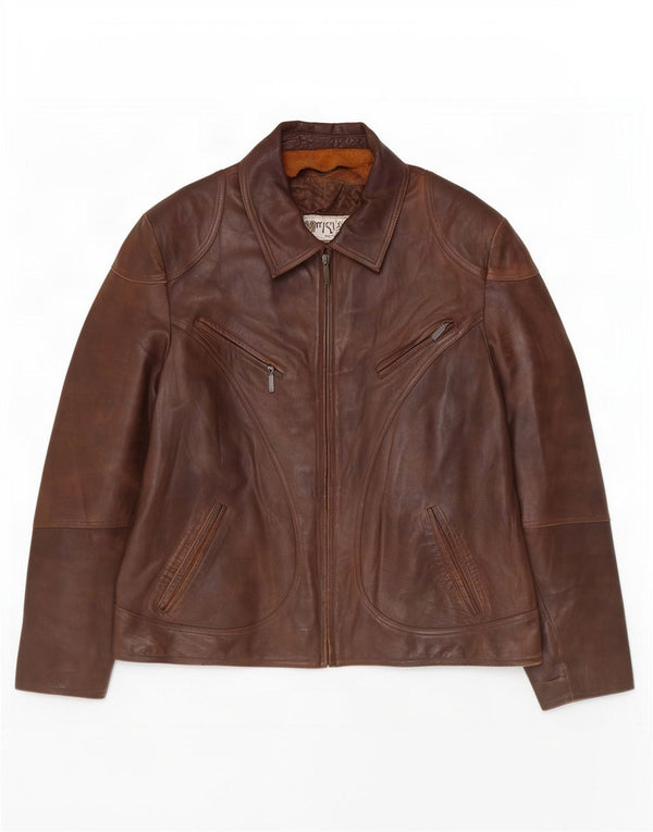 Giacca in pelle da uomo Michel IT 52 XL Marrone