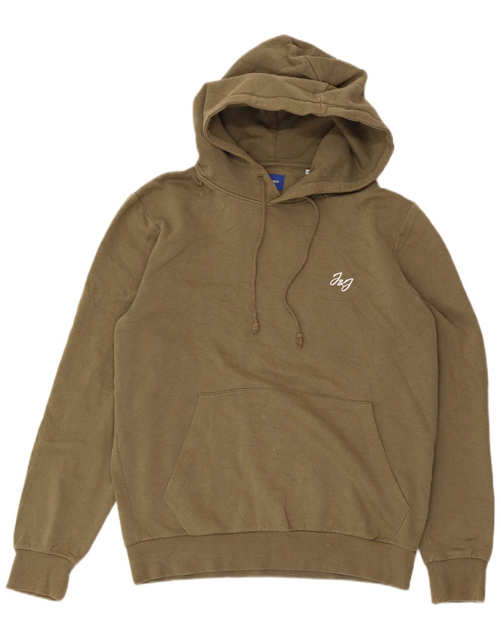 JACK & JONES Mens Hoodie Jumper Medium Khaki Cotton
