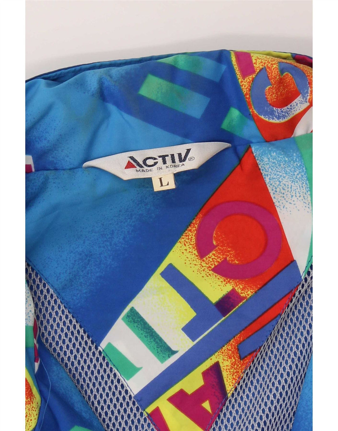 Aktiv Herre grafisk hættebomberjakke UK 40 Large Blue Colourblock