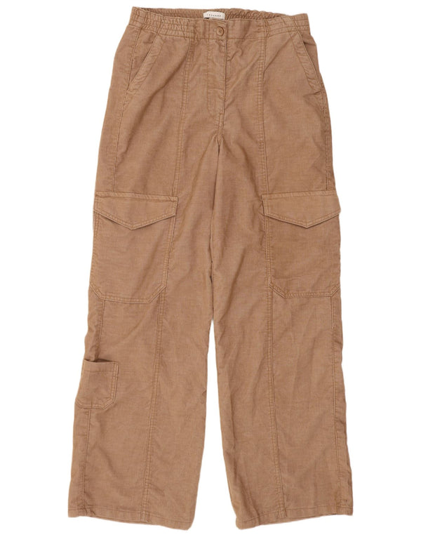 Pantaloni cargo in velluto a coste larghi da donna Topshop UK 12 medi W30 L31 Beige