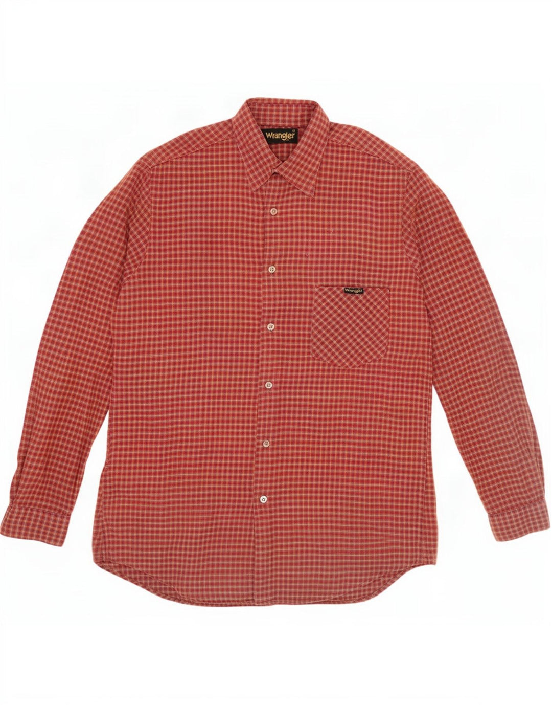 Wrangler Mens Flannel Shirt Small Red Check Cotton